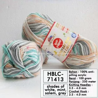 Benang Rajut HBLC-71413 (Himalaya Everyday BebeLux Colors - Shades of White, Mint, Salem, Grey)