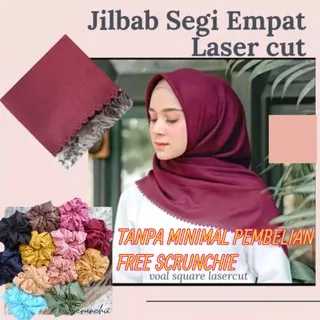 Segiempat Laser Cut-Free Scrunchie/Ikat Rambut Jilbab Square Laser Cut