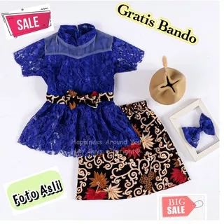 Kebaya Anak Perempuan GRATIS BANDO ( FOTO ASLI ) 1-7 tahun Baju Adat Set Kebaya Anak Modern Brokat Brukat Kutu Baru Setelan Pakaian Bayi Balita Kostum Kartini Wisuda PAUD TK SD Kondangan Ulang Tahun