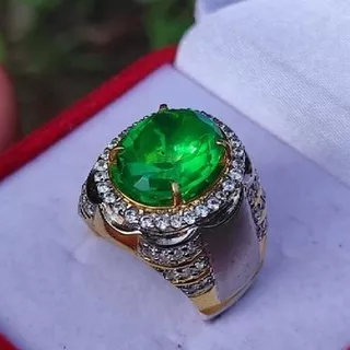 ( Promo ) Natural Zamrud Colombia CO Ring Perak Cincin Zamrud Batu Zamrud Bermemo hasil Lab