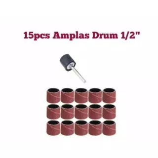 Amplas Drum Roll 1/2 Mini Grinder Dremel Sanding Band Drum Set 15pcs