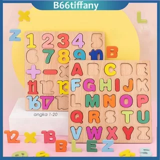 Puzzle ABC And Number Chunky / Mainan Edukasi Anak Puzzle Kayu Abjad Alphabet Huruf Besar Kapital ABC Wooden