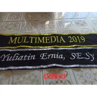 Selempang wisuda selendang wisuda bludru pita satin, selempang wisuda murah, bordir komputer