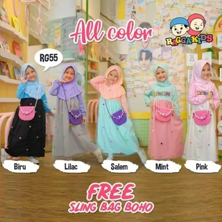 Gamis Anak Rg 55 Raggakids Free Tas // Gamis Princess // Gamis Pom-Pom