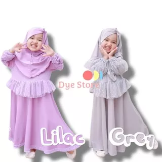 Cindy Set Gamis Syari Anak Kecil / Gaun Muslim Dress Anak / Maxy Tile Dot Kid Baju Muslim Anak Cewek