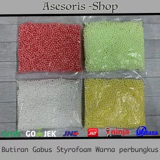 Butiran Gabus Styrofoam salju warna warni per bungkus untuk souvenir / slime | Foam warna warni bean bag Foam warna