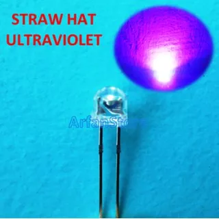 LED Straw Hat UV 5mm Ultraviolet Lampu Cahaya Ultra Violet / Purple PER 10PCS