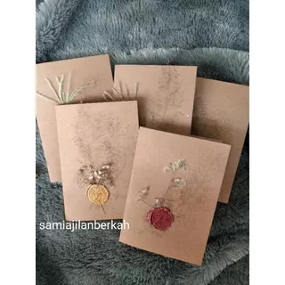 kartu ucapan vintage greting card greeting cards wax seal stamp bunga kering dried flower nikah ultah ulang tahun kado bayi baru lahir lair hampers