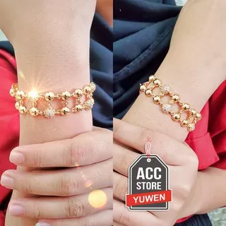 [cod] yuwen gelang fashion wanita permata korea gold lapis emas xuping gelang bola mata 2 baris 22