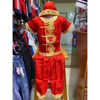 Baju Imlek Anak Laki Laki Setelan Cheongsam Merah Import Fashion Kids Minicubs