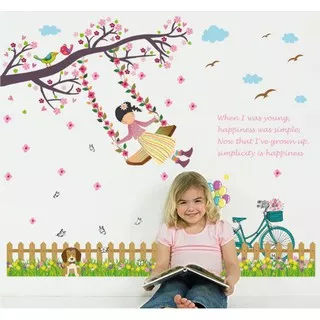 Fence Swing Girl SK7051  - Stiker Dinding / Wall Sticker (50x70)