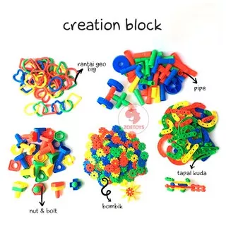 Zoetoys Creation Block Nut and Bolt | Lacing Ronce | Lego Pipa | Bombik | Big Rantai Geo Montessori Motoric Toys