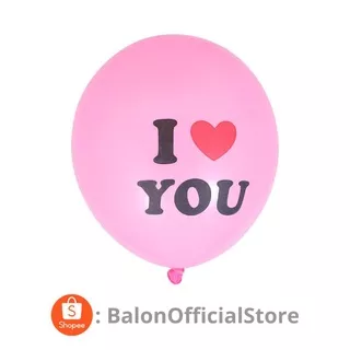 Balon Latex tulisan i love you ukuran 12  inch helium hiasan pesta ballon balloon cinta karet tebal