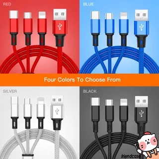 1.2M 3 in 1 Fast Charging Data Cable For iPhone Micro USB Type C Mobile Phone Fast Charging Cables