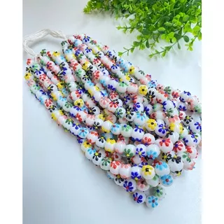 Manik kaca bunga bulat mawar /manik jombang / indonesian glass beads