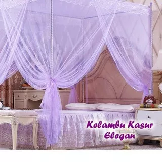 ? Kelambu Kasur Elegan TERMASUK TIANG PENYANGGA (Kelambu 3 pintu dengan kanopi) ?