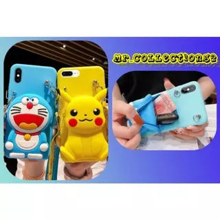 casing hp dompet Doraemon, pokemon Oppo, Vivo, realme, Xiaomi Redmi, Samsung, iPhone