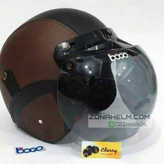 Helm Bogo Kulit Dewasa SNI Coklat Hitam Kaca ORI bisa pilih warna BONUS SARUNG HELM