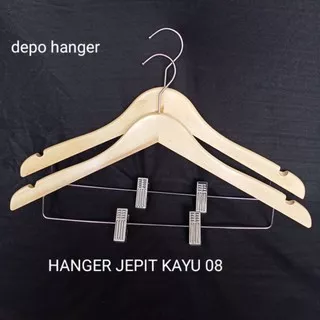 hanger jepit Celana / Hanger Jepit kayu 08 isi {12pcs} perlusin