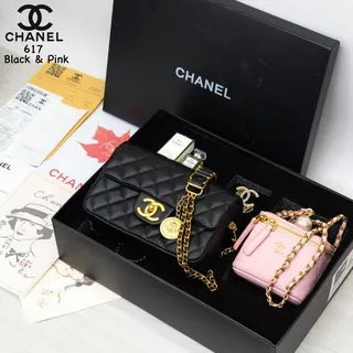 Set Gift Box Chanel Classic Set Parfume & Bross 4in1 Tas Kado Present Hantaran