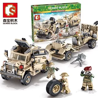 Sembo Block 101361 Empires Of Steel World War Military British Army Jeep