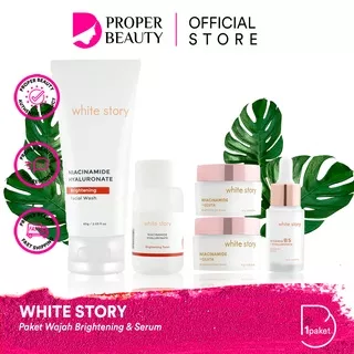 WHITE STORY Paket Wajah Brightening & Serum Indonesia / Acne Hydrating Advanced Soothing Exfoliating Peeling / Facial Wash Toner Essence Day Night Underarm Eye Cream Gel Clay Mask Masker Cleanser Cleansing Moisturizer Body Scrub Soap Face Care Oil Lengkap