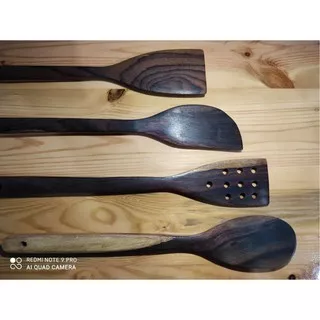 1 set dapat 4 item / set alat masak kayu / sutil / sodet / solet kayu / spatula kayu sonokeling sono