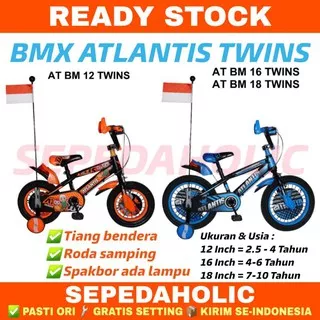 Sepeda Anak Laki Laki 12 16 18 Inch BMX Atlantis Twins Ban Jumbo Musik Lampu Usia 2-8 Tahun