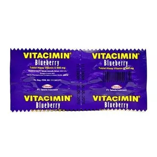 Vitacimin C Tablet Hisap 500mg Per Strip isi 2 Tablet Juicy Blueberry