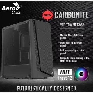 Aerocool Carbonite Black Include 1 Frost 12 Fan Case - ATX Gaming Case