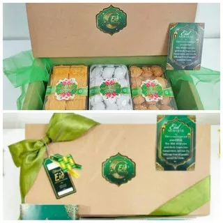 MINIMAL 2 pcs Paket Hampers Kue Kering Lebaran + Kartu Ucapan Idul Fitri Parcel Eksklusif Nona Manis