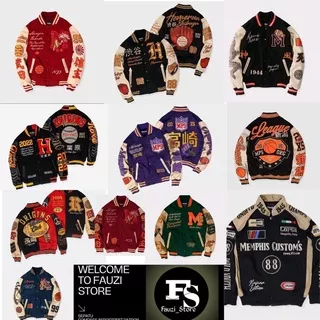 JACKET VARSITY MEMPHIS - KIZOKU/REVOLT/YOKOSUKA/UNDEFEATED/KAMIKAZE/TAKEDA/OKINAWA/HOMERUN/YAMAGUCHI/NOBUNAGA