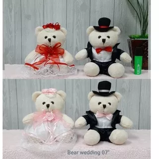 Boneka Bear Pengantin Size 18cm/7/boneka wedding/boneka couple/teddy bear