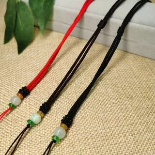 Hijau Zamrud Donat Tenunan Tangan Tali Liontin Kalung Lanyard Jade Yang Sesuai dengan Liontin Tali Panjang Yang Dapat Disesuaikan