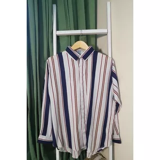 Pattern Shirt / Oversized Pattern Shirt / Stripes Baby Blue