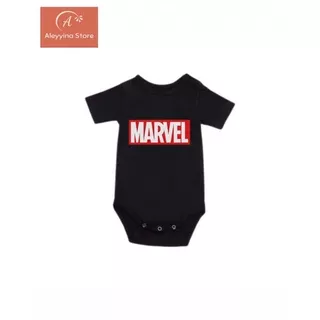 Kaos baju bayi jumper baby kids pendek MARVEL AVENGERS tulisan usia 0 1 2 3 4 5 6 7 8 9 10 11 12 bulan sampai umur 1 tahun adem jumpsuit babysuit romper bodysuit little kids anak kecil hitam style laki laki perempuan unisex