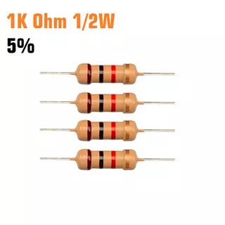 Resistor 1K Ohm 1 K 1/2W Carbon Film 1/2 Watt 0.5W 0.5 0,5 W