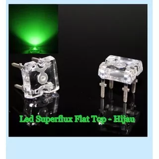 LED Superflux Piranha Clear - Nyala Hijau ( Flat Top )