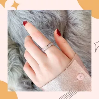 Cincin Keramik Diamond Lapis Emas Perhiasan Titanium Anti Karat Permata Import Korea Aksesoris