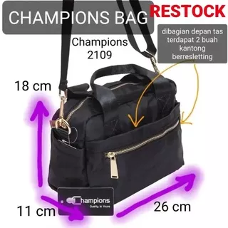 Hand Bag Import Anti Air Nylon Premium Tas 2in1 banyak Kantong Champions 2109 Sling Bag Wanita Kerja