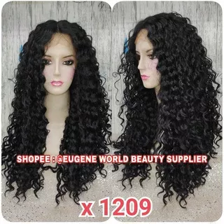 FRONT LACE WIG LACE HALF LACE WIG WANITA PANJANG CURLY KERITING KRITING KRIBO COKLAT BLACK HITAM RAMBUT PALSU LACE WANITA PANJANG CURLY WIG WANITA KOREA NATURAL X1209