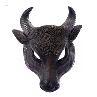 Chua Topeng Setengah Wajah Bentuk Kepala Banteng 3d Realistis Bahan Pu Untuk Cosplaypesta Halloween