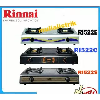 RINNAI kompor gas 2tungku RI 522E STAINLES/RI 522C TEFLON /RI 522S BatiK