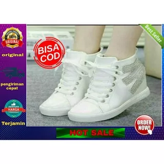 sepatu BOOTS WEDGES  fashion  E  PASIR  wanita  cewek  original  branded  murah  MD60-putih