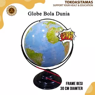 Globe Bola Dunia 30 Cm - Tipe 2 (Via Jne, Wahana, & Pos) Globe Frame Besi