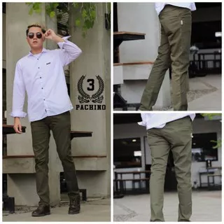 Bisa COD-Celana Chino Panjang Pria Green Army,Premium Quality,Slimfit,Strecth