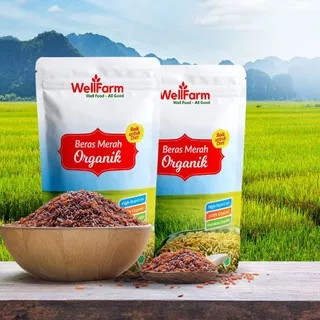 Beras Organik Wellfarm 300gr beras merah dan beras menthik putih