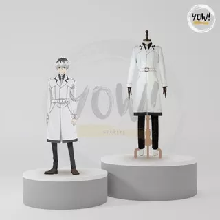 [YOW COSTUME] Set White Coat Anime Guy Satu Paket Lengkap Kostum Jepang Putih White Hitam Black