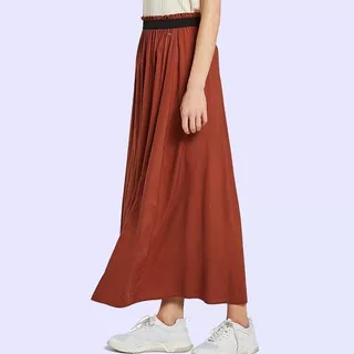 TOM TAILOR Maxi Elastic Waist Skirt - Rush Coral - Rok Polos Panjang Wanita Branded Original