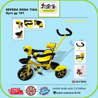 Sepeda Anak RODA TIGA GYRO GY-001 Stroller fitur Boneka MUSIK+lampu / kursi 2 arah / tongkat setir
